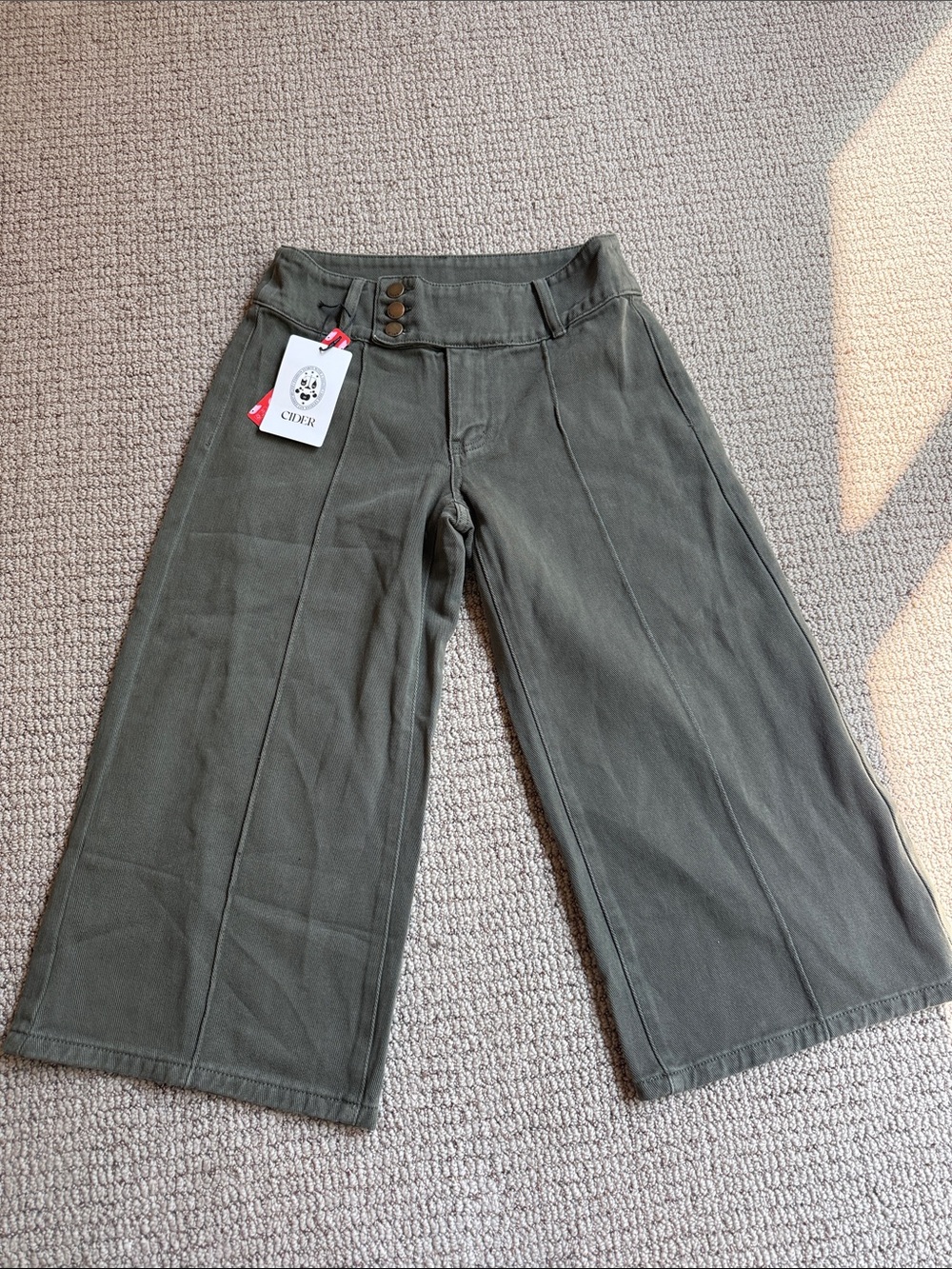 Cider Olive Green Wide-Leg culottes